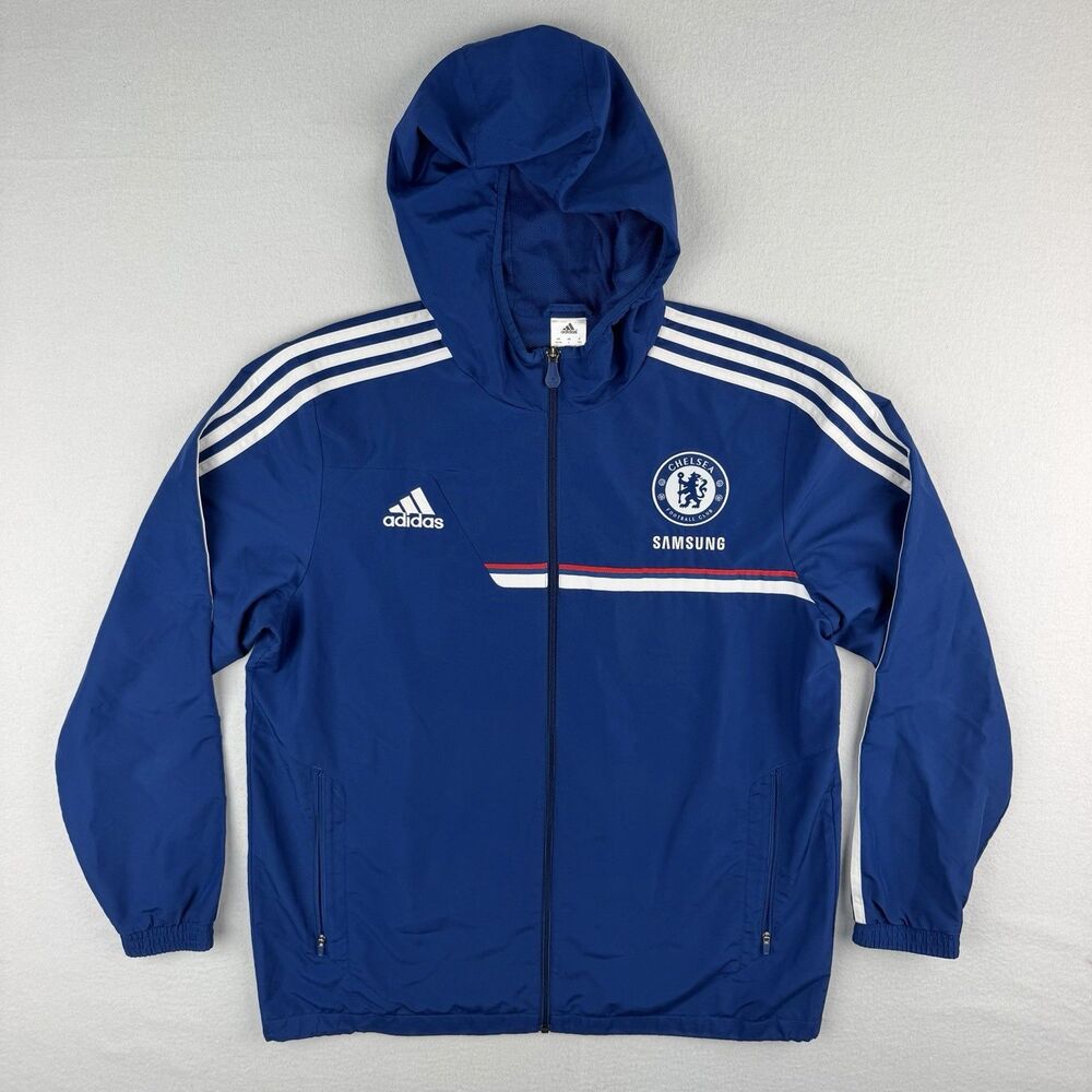 Chelsea Football Jacket Large Blue Training Windreaker Adidas 2013 Full Zip